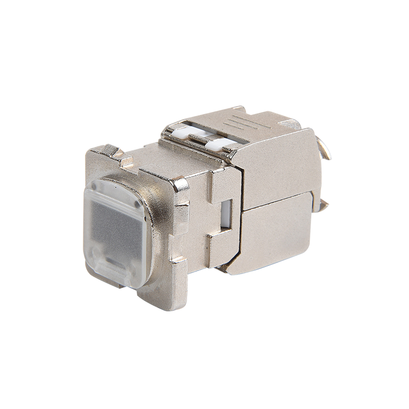 SMT-1046T8C6A-AU 180 องศา Shielded Cat6a Keystone Jack พร้อมชัตเตอร์ที่รู้